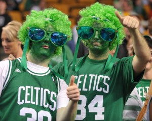 Boston Celtics fans at the start of game